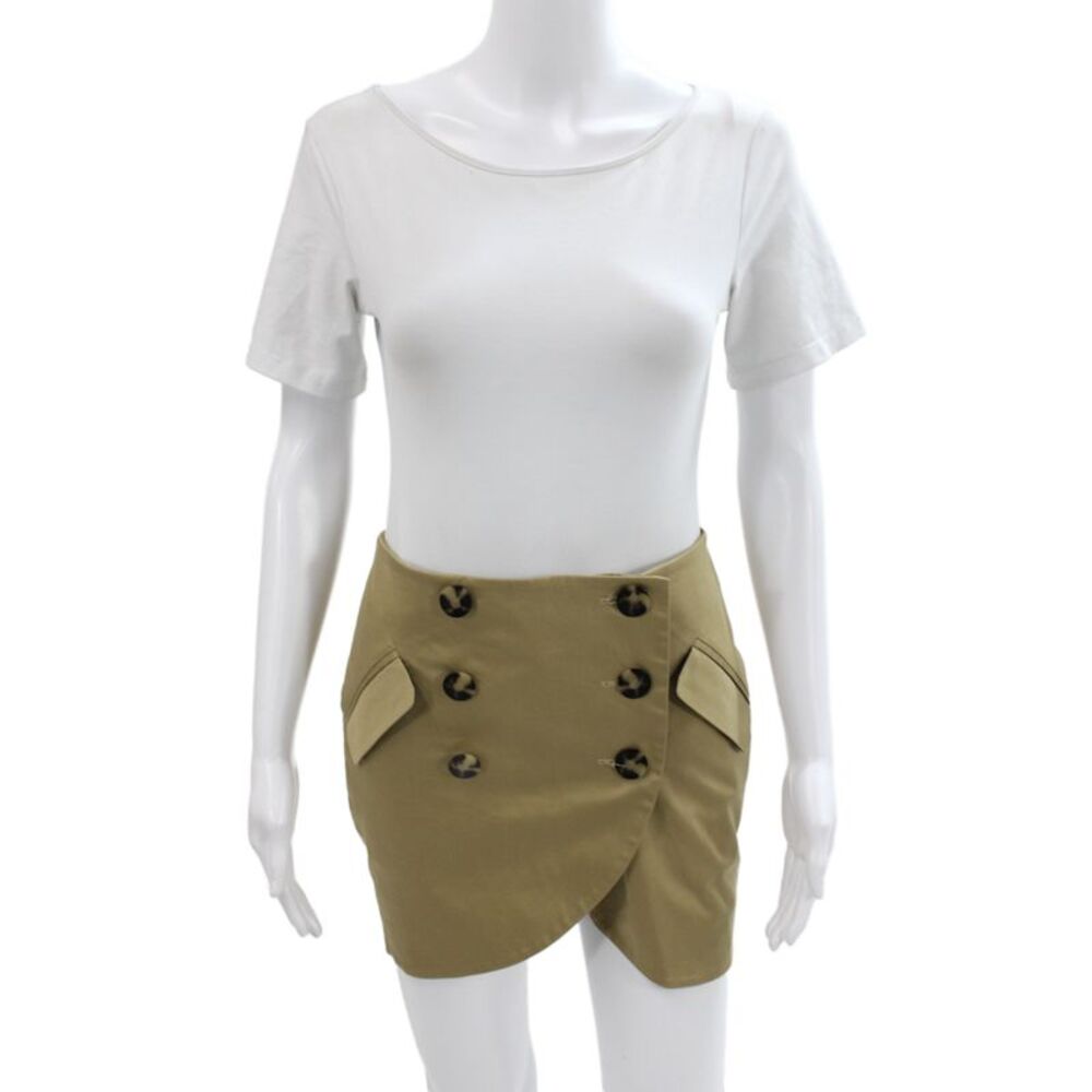 Laveer Women Mini Skort Beige Cotton Button Solid Military Size 0